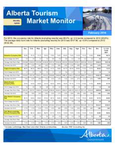 Alberta Tourism Market Monitor Monthly Update  February 2014