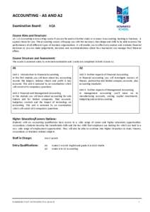 ACCOUNTING - AS AND A2 Examination Board: AQA  Course Aims and Structure: