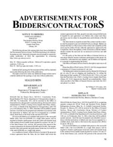 ADVERTISEMENTS FOR  BIDDERS/CONTRACTORS NOTICE TO BIDDERS OFFICE OF GENERAL SERVICES