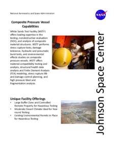 Science / Evaluation / Materials science / Tests / Evaluation methods / Nondestructive testing / WSTF / Methodology / Composite overwrapped pressure vessel / Lyndon B. Johnson Space Center / Tularosa Basin / White Sands Test Facility