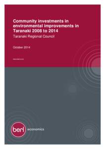 Community investments in environmental improvements in Taranaki 2008 to 2014 Taranaki Regional Council October 2014