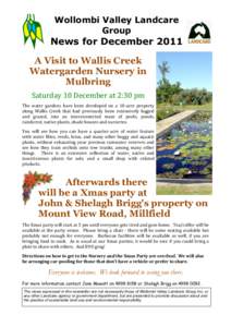 Wollombi Valley Landcare Group News for December 2011 A Visit to Wallis Creek Watergarden Nursery in