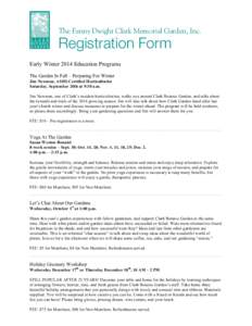 CBG Early Winter 2014 Education Programs Registration Form