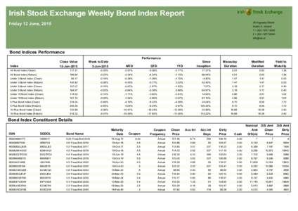 Irish Stock Exchange Weekly Bond Index Report 28 Anglesea Street Friday 12 June, 2015  Dublin 2, Ireland