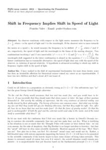 FQXi essay contest, 2012 − Questioning the Foundations Which of our basic physical assumptions are wrong? Shift in Frequency Implies Shift in Speed of Light Pentcho Valev - Email: [removed]