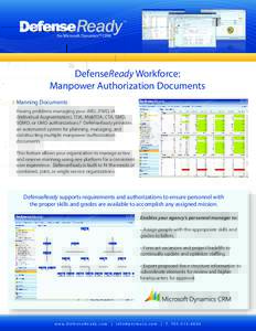 TM  for Microsoft DynamicsTM CRM DefenseReady Workforce: Manpower Authorization Documents