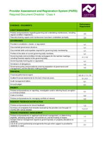 Appendix B: Class 4 document checklist