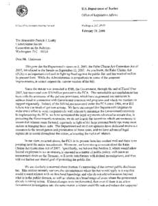 Ltr re S 2041 False Claims Act Correction Act of 2007