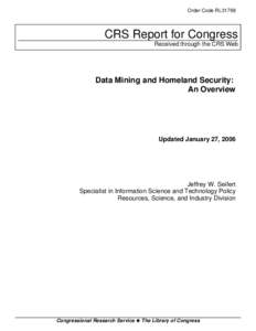 Data Mining and Homeland Security:  An Overview