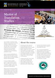 faculty of ARTS  Master of Translation Studies