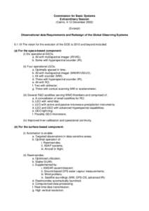 Commission for Basic Systems Extraordinary Session (Cairns, 4-12 December[removed]Excerpt) Observational data Requirements and Redesign of the Global Observing Systems