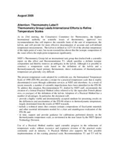 Chemistry / State functions / Physical quantities / Kelvin / Thermometer / Thermodynamic temperature / International Temperature Scale / Scale of temperature / Absolute zero / Thermodynamics / Measurement / Temperature