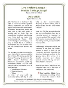 Live Healthy Georgia –  Seniors Taking Charge!   March 2010 Newsletter      Pillar of Salt  