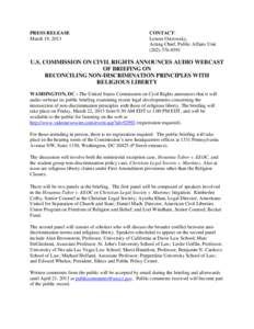 Commission announces audio webcast of anti-discrimination and religious liberty briefing