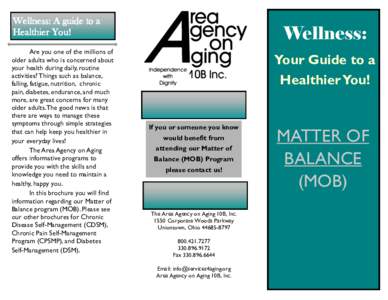 Wellness: A guide to a Healthier You! Are you one of the millions of older adults who is concerned about your health during daily, routine activities? Things such as balance,