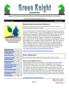 newsletter News of Environmental and Resource Management Issues and Events   from throughout New Jersey  Volume 2, Issue 1    