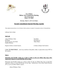 City of Bisbee  Bisbee Arts Commission Meeting 118 Arizona Street Bisbee, AZ[removed]Monday, March 3, 2014 at 6:00pm