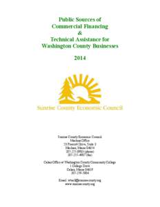 Public Sources of Commercial Financing & Technical Assistance for Washington County Businesses 2014