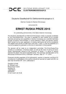 Deutsche Gesellschaft für Elektronenmikroskopie e.V. (German Society for Electron Microscopy) announces the