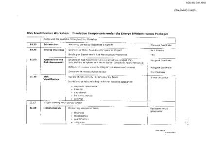 AGS[removed]CTH[removed]Risk Identification Workshop:  Insulation Components under the Energy Efficient Homes Package: