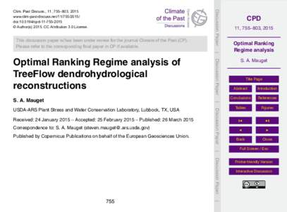 This discussion paper is/has been under review for the journal Climate of the Past (CP). Please refer to the corresponding final paper in CP if available. Discussion Paper  Clim. Past Discuss., 11, 755–803, 2015