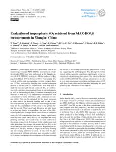 Atmos. Chem. Phys., 14, 11149–11164, 2014 www.atmos-chem-phys.net[removed]doi:[removed]acp[removed] © Author(s[removed]CC Attribution 3.0 License.  Evaluation of tropospheric SO2 retrieved from MAX-DOAS