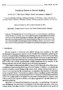 Forma, 10,205222,1995  Review Travelling Waves in Wound Healing Paul D. DALES , Luke OLSEN~ , Philip K. MAINI 1 and Jonathan A. SHERRATT~
