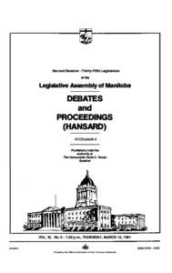 Second Session - Thirty-Fifth Legislature of the Legislative Assembly of Manitoba  DEBATES