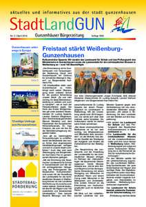 aktuelles und informatives aus der stadt gunzenhausen  StadtLandGUN Gunzenhäuser Bürgerzeitung  Nr. 3 | April 2016