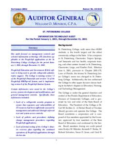 SEPTEMBER[removed]REPORT NO[removed]AUDITOR GENERAL WILLIAM O. MONROE, C.P.A.