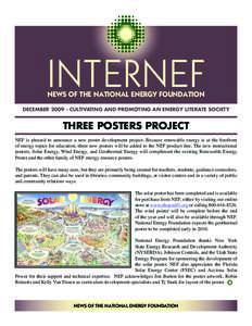 INTERNEF  INTERNEF NEWS OF THE NATIONAL ENERGY FOUNDATION DECEMBER 2009 • CULTIVATING AND PROMOTING AN ENERGY LITERATE SOCIETY