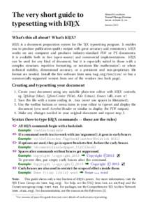 The very short guide to typesetting with LATEX Silmaril Consultants Textual Therapy Division latex.silmaril.ie