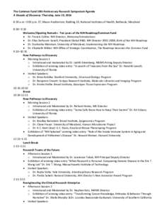 The Common Fund 10th Anniversary Research Symposium Agenda