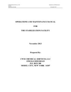 CWM Chemical Services, LLC Manual Stabilization Facility Operations and Maintenance November 2013