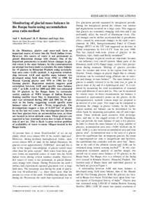 RESEARCH COMMUNICATIONS  Monitoring of glacial mass balance in the Baspa basin using accumulation area ratio method Anil V. Kulkarni*, B. P. Rathore and Suja Alex