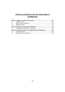 Treasury Portfolio Budget  Statement - Australia Securities and Investments Commission