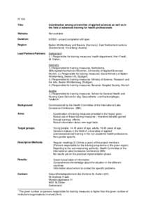 ID 130 Title: Coordination among universities of applied sciences as well as in the field of advanced training for health professionals