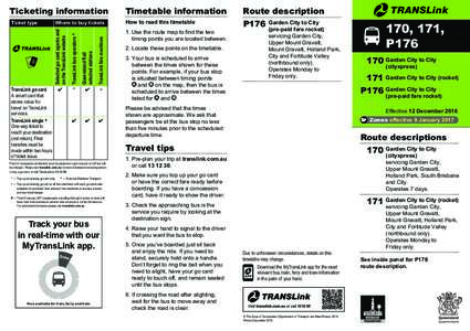 Route description  Where to buy tickets How to read this timetable