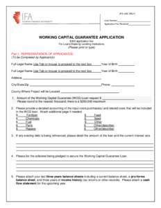 (IFA USE ONLY) Loan Number Application Fee Received WORKING CAPITAL GUARANTEE APPLICATION $300 application fee