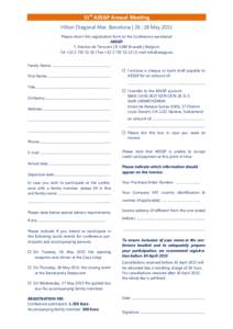 51st AESGP Annual Meeting Hilton Diagonal Mar, Barcelona | May 2015 Please return this registration form to the Conference secretariat AESGP 7, Avenue de Tervuren | B-1040 Brussels | Belgium Tel + | 