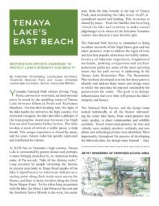 TENAYA LAKE’S EAST BEACH RESTORATION EFFORTS UNDERWAY TO PROTECT LAKE’S INTEGRITY AND BEAUTY By Gretchen Stromberg, Landscape Architect,