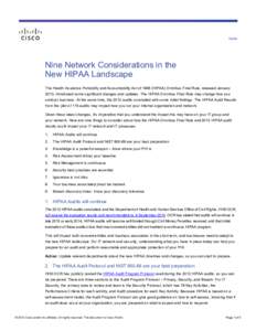 Nine Network Considerations in the New HIPAA Landscape