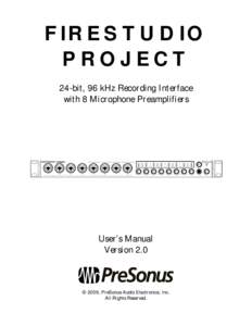 FIRESTUDIO PROJECT 24-bit, 96 kHz Recording Interface with 8 Microphone Preamplifiers  FIRESTUDIO™