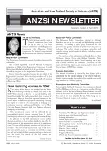 Australian and New Zealand Society of Indexers (ANZSI)  ANZSI NEWSLETTER Volume 6, number 3, April[removed]ANZSI News