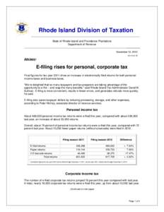 Rhode Island Division of Taxation State of Rhode Island and Providence Plantations Department of Revenue December 12, 2012 ADV