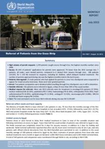 MONTHLY REPORT Ambulances at Rafah crossing ©WHO July 2013