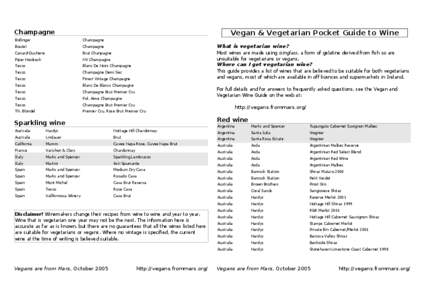 Champagne  Vegan & Vegetarian Pocket Guide to Wine Bollinger