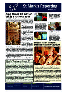 St Mark’s Reporting  March 2011 King James 1st edition takes a national tour