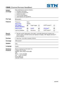 CBNB Database Summary Sheet (DBSS)