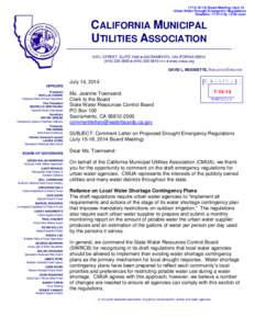 ([removed]Board Meeting- Item 10 Urban Water Drought Emergency Regulations Deadline: [removed]by 12:00 noon CALIFORNIA MUNICIPAL UTILITIES ASSOCIATION